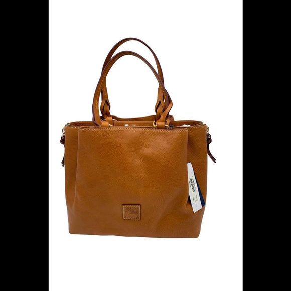 Dooney & Bourke Florentine Leather Large Zip Barlow Satchel Natural - Picture 1 of 4